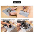 25# 4pcs Black Silver Gas Stove Protectors Reusable Kitchen Gas Stove Burner Cover Liner Mat Injuries Protection Cookware Parts