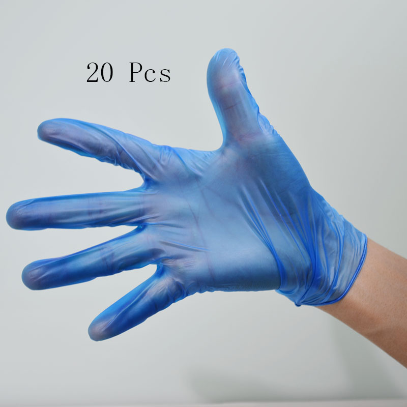 20pcs Blue Disposable vinyl gloves Dishwash Kitchen Garden Industrial Gloves Latex free PVC Household Gloves Disposable