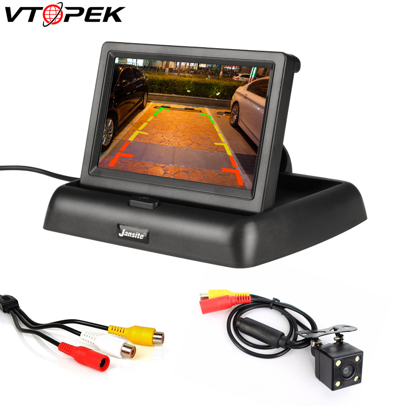 Vtopek 4.3 Inch HD Display Foldable Car Monitor TFT LCD Camera Screen Reverse Camera Parking System for Car Rearview Monitors