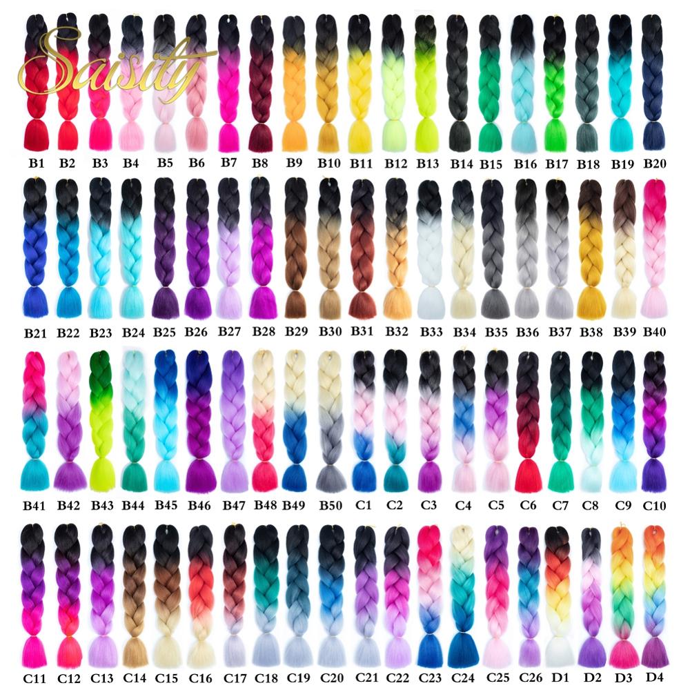 Saisity Jumbo Braids ombre Synthetic high temperature Fiber Extensions crochet Braiding Hair