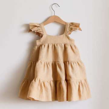Melario Newborn Baby Dress Sleelvess Solid Color Princess Dresses for Toddler Girl Kids Dress Cotton Linen Girls Clothhing