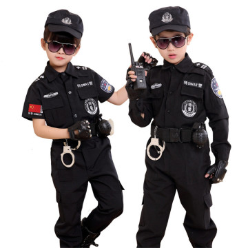 2019 Children Traffic Police Cop Cosplay Costumes Policemen Uniform Girls Pleated Skirt Student Team Halloween Party Performance