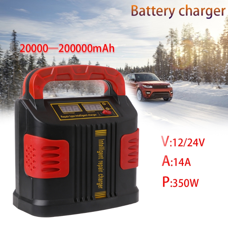 Free delivery 350W 14A AUTO Plus Adjust LCD Battery Charger 12V-24V Car Jump Starter Portable new