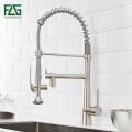 FLG LED Kitchen Faucets Brushed Nickel Spring Style Faucet High Quality Swivel Kitchen Sink Tap New Design Mixer Taps 1010-33N