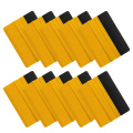 10pcs Yellow Plastic Felt Edge Squeegee 4 Inch for Car Vinyl Scraper Decal Applicator Tool 10A56