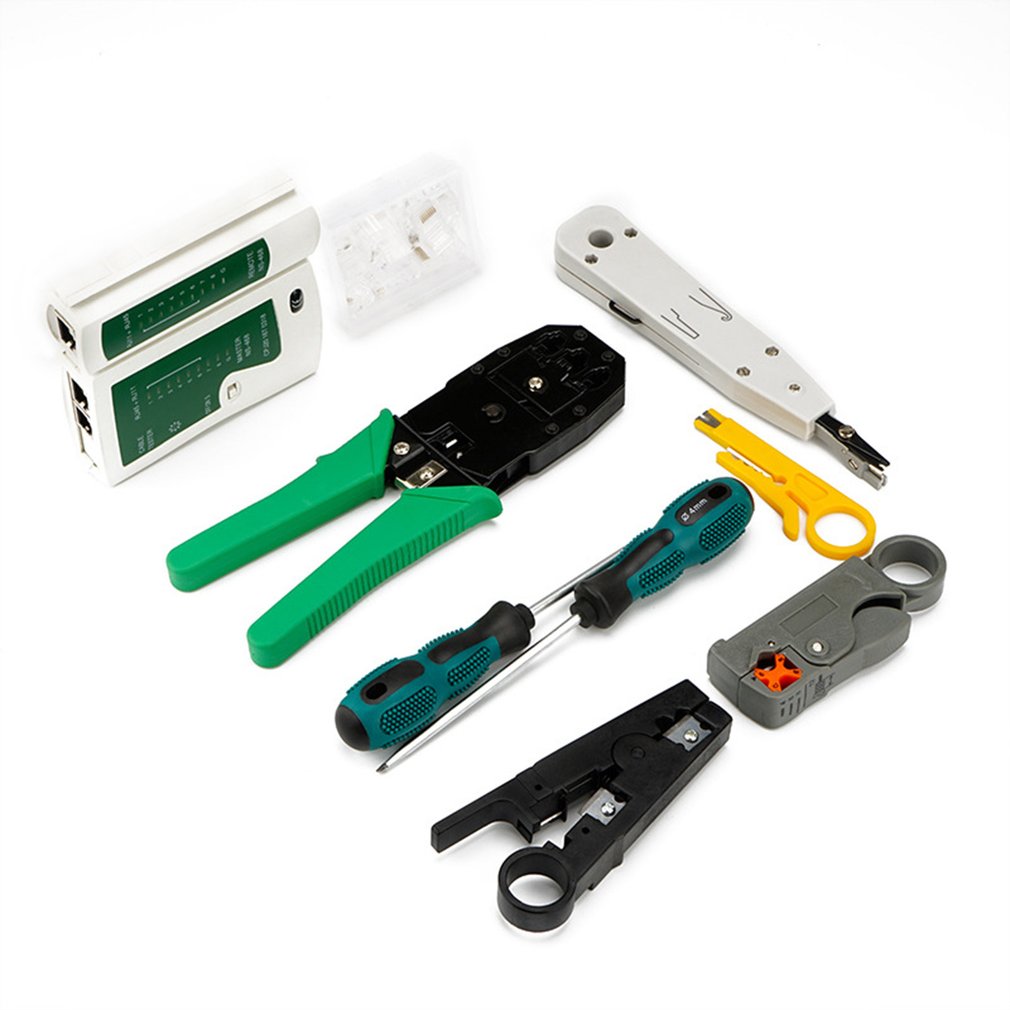 Computer Network Repair Tool Kit LAN Cable Tester Wire Cutter Screwdriver Pliers Crimping Maintenance Tool Set Bag