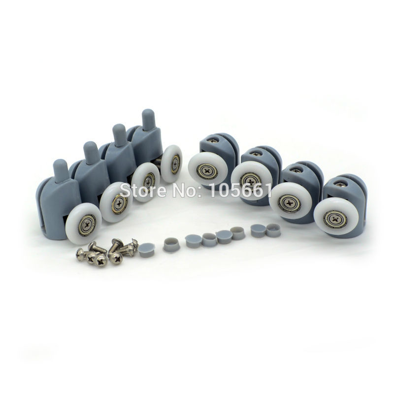 8Pcs/Set Singel Top/Bottom Shower Door Rollers Runners Wheels Pulleys 23MM/25MM/Screw Cover Caps Supplied