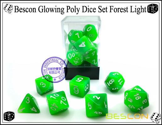 Bescon Glowing Poly Dice Set Forest Light-1