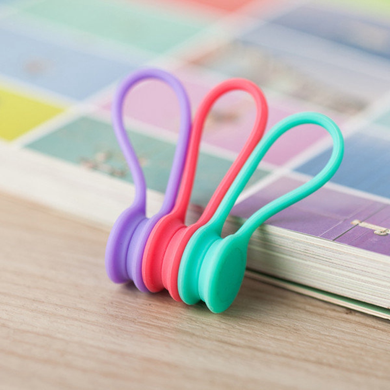 3 Colors Soft Silicone Magnetic Wire Cable Organizer Key Cord Earphone Storage Holder Clips Cable Winder For Data Cable