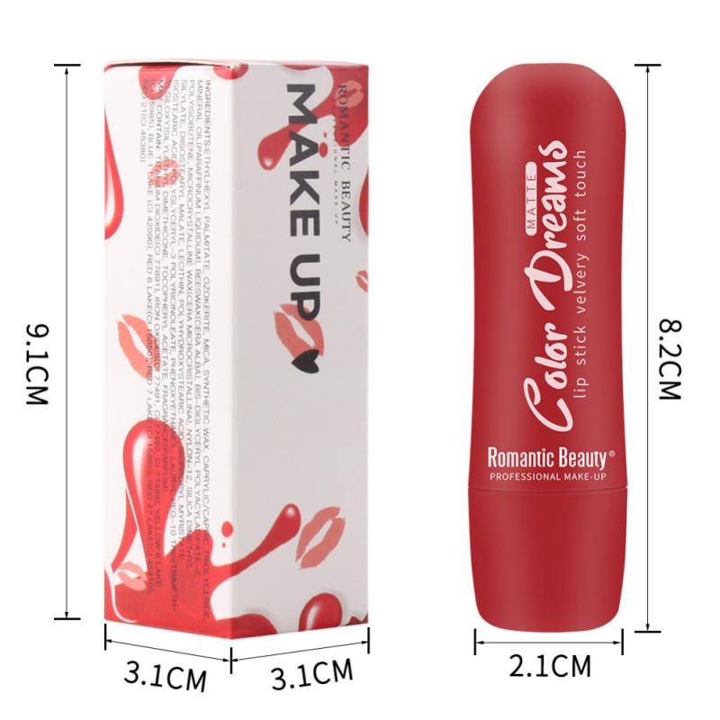 6 colors Romantic Beauty Moisturizing Lipstick Make Up Cosmetic Long Lasting Velvet Semi-matte Matte Lipstick Tools TSLM1