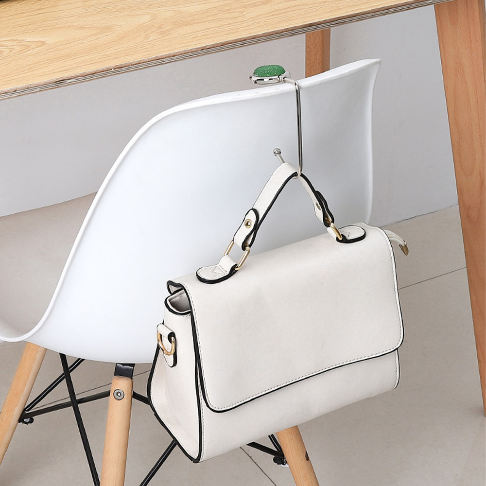 Creative Portable Metal Foldable Bag Purse Hook Handbag Hanger Purse Hook Handbag Holder Shell Bag Folding Table Hook 10 Colors