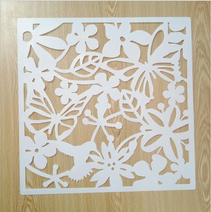 12pcs Room Safety Panel Screen Bird Flower Living,dining,study,sitting-room,hotel And Bar Decoration 15.7"x15.7"x0.032"