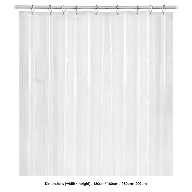 Waterproof Shower Curtain Transparent PEVA Mildew Bathroom Toilet Bath Cover Curtains with 12 Hooks Household Supplies