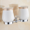 European Silver Crystal Bathroom Hardware Set Chrome Finish Ceramic Plate Antique Bathroom Accessories Hanging Suit AX09