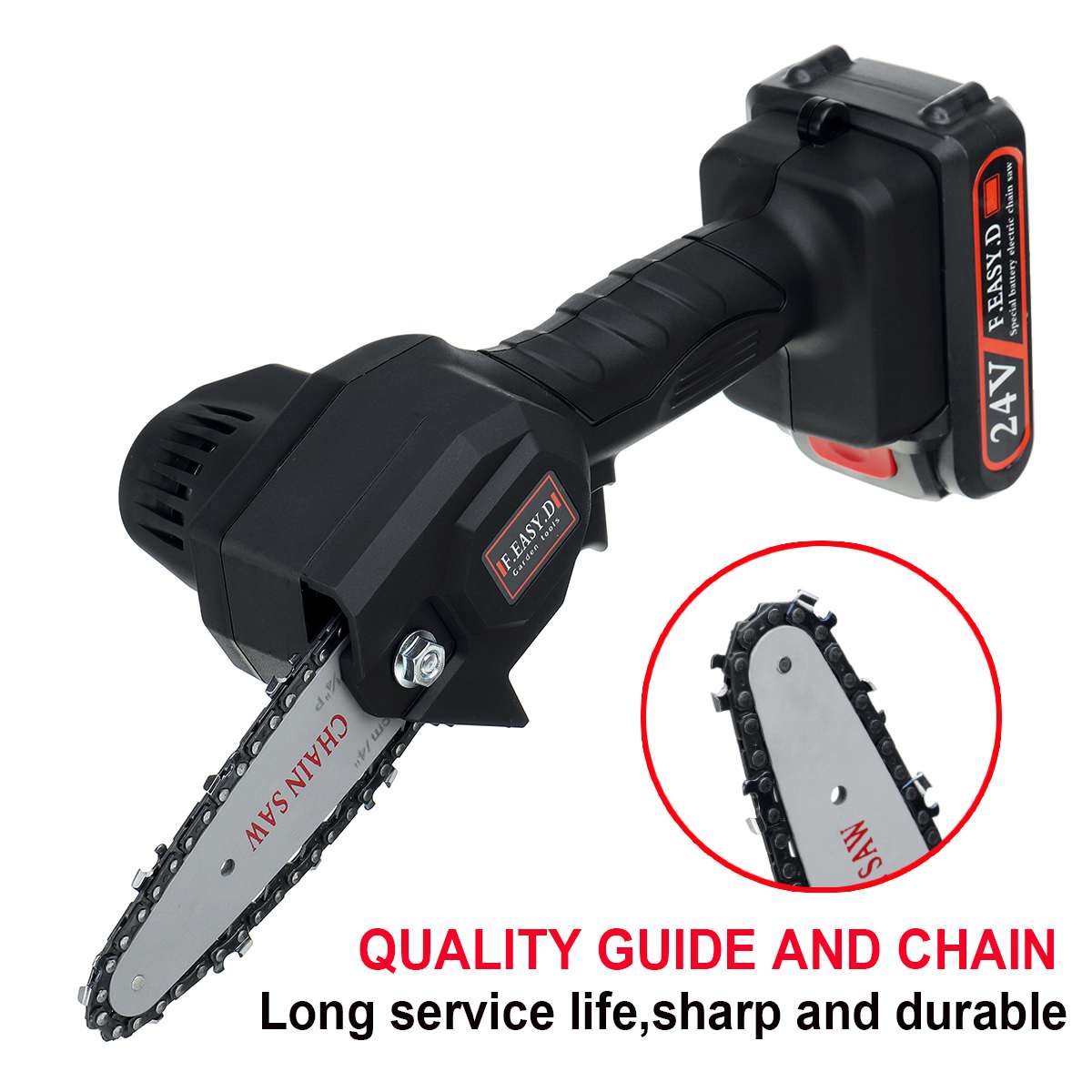 24V 4 inch Electric Saw Chainsaw Lithium Battery Electric Pruning Saw One-handed Electric Saw Logging Wood Cutters Bracket