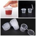 100pcs Disposable Clear Plastic Sauce Pot Chutney Cups Slime Storage Container Box With Lids Kitchen Organizer 30ml