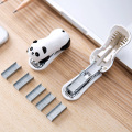 Deli Cute Cartoon Panda Mini Stapler with staples Portable Student Stationery Stapler Paper Stapler Mini Kawaii Accessories