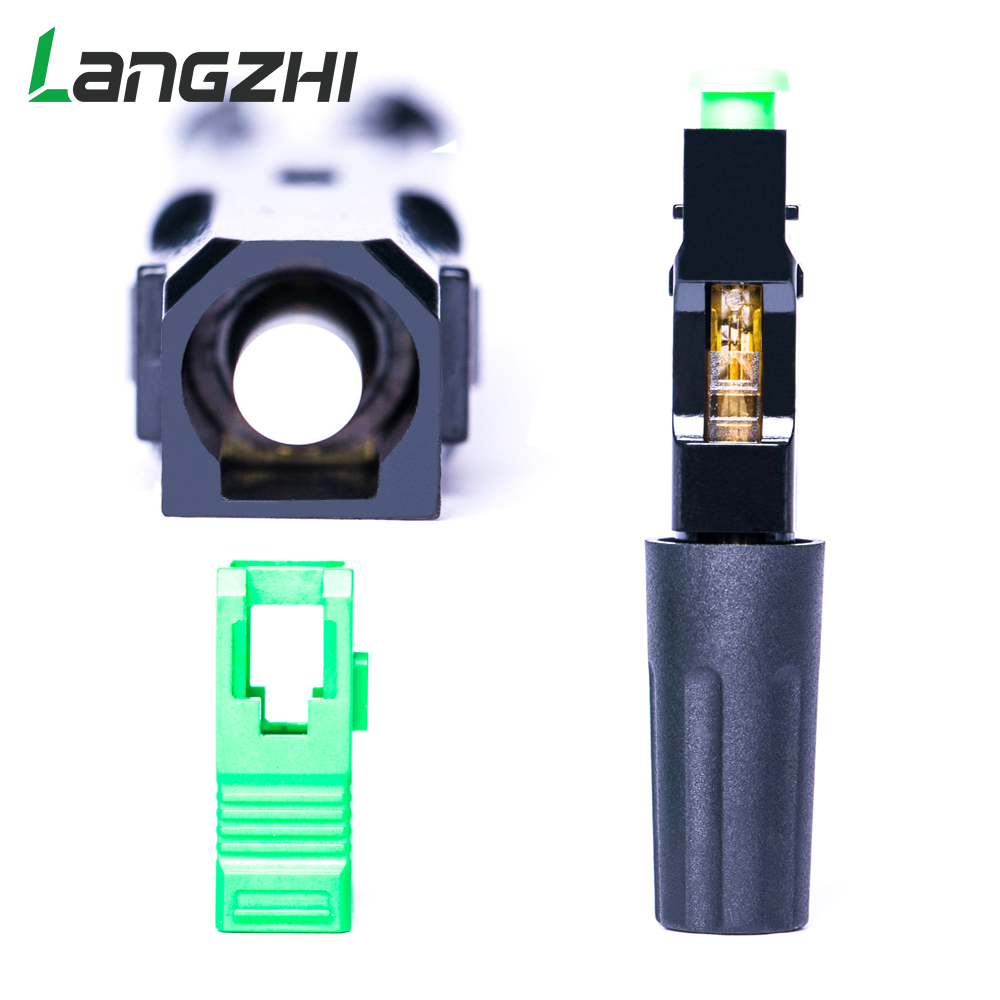 Langzhi 100pcs/lot SC Apc 50mm Zf Ftth Fiber Optic SC Connector SC/APC Optical Fiber Connector Sc-apc Fast Connector