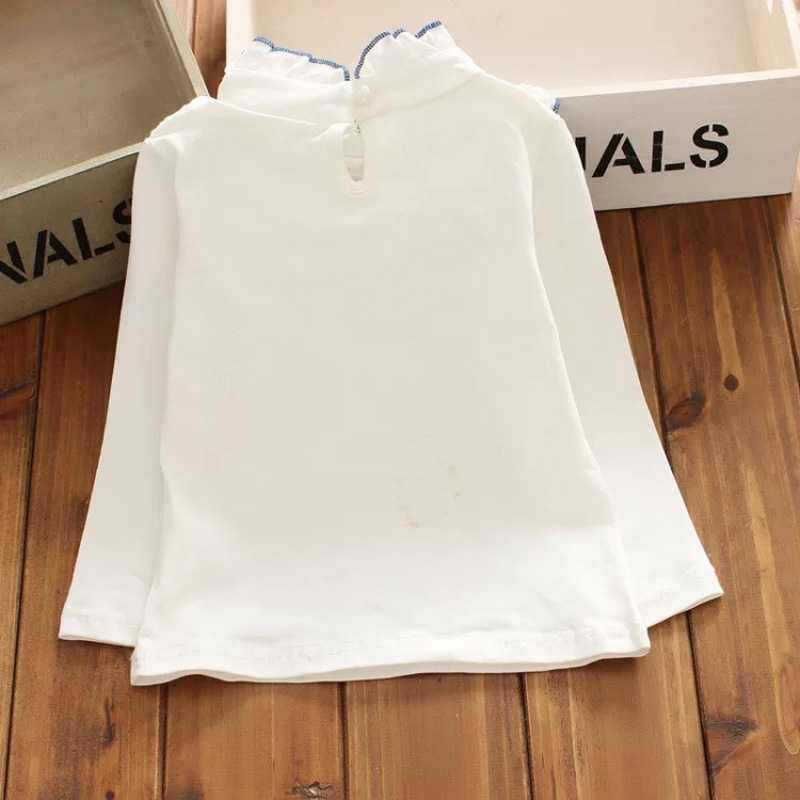 2018 Spring Fall Long Sleeve Girls Tops Basic Shirt White Lace School Girl Blouse Shirt Cotton Kids Clothes From 18M-13Y DQ953