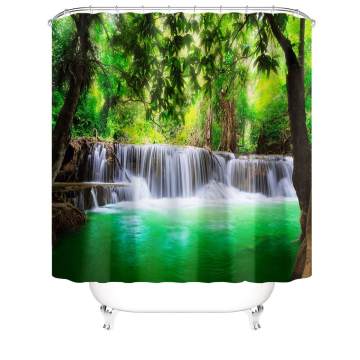 Shower Curtain 3D Bath curtain Waterproof Mildew Polyester orest for Bathroom curtain Green Plant beach Shower curtain 4 Style