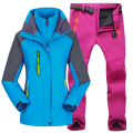 Women Outdoor Ski Suit Set Winter Hiking Skiing Waterproof Jackets Fleece Warm Fishing Trekking Ski jacket +Pant Multicolor