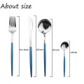 24Pcs/set Dinnerware Silverware Flatware Set Blue Silver Cutlery Set 18/10 Stainless Steel Dinner Knife Fork Spoon Dropshipping