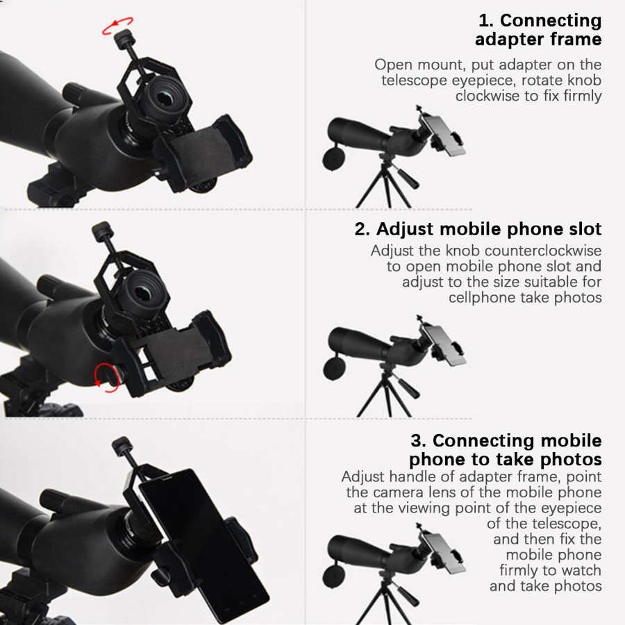 Plastic Cell Phone Adapter with Spring Clamp Mount Monocular Microscope Accessories Adapt Telescope Mobile Phone Clip Bracket