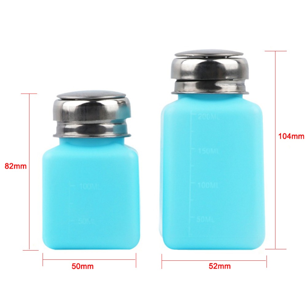 100/200ML Portable Press Empty Liquid Alcohol Bottle Pump UV Gel Nail Polish Cleaner Acetone Water Remover Dispenser Clean Tools