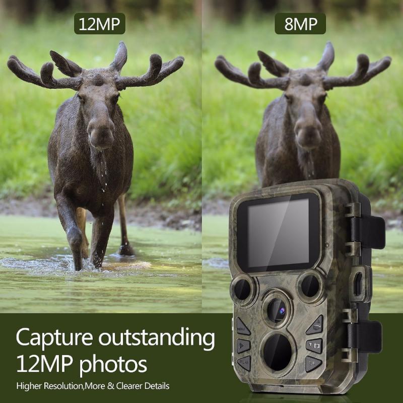 Mini Night Hunting Cameras Photo Trap 1080P Hunting Trail Camera 12MP IR Wildlife Scouting Camera with Mounting Strap