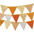 12pcs Yellow Series Cotton Fabric Bunting Pennant Flag Banner Garland For Wedding/Birthday/Baby Show Party Decorative Accessory