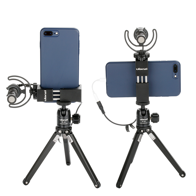 ULANZI Phone Holder Tripod Mount Adapter Monopod Clip Clamp Cold Shoe for iPhone 7 8 X XR XS Max Samsung S8 S9 S10 Plus Huawei