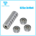 10PCS/lot Flange Ball Bearing 623zz 624zz 625zz Deep Groove Flanged Pulley Wheel for 3D Printers Parts