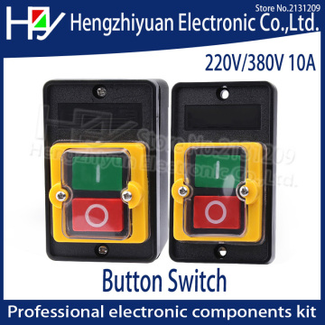 Hzy ON/OFF Water proof Push button Switch MAX 10A380V Waterproof PushButton for Cutting Machine Bench drill Switch Plastic Motor