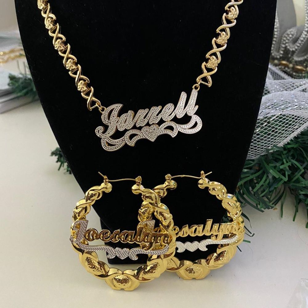 AurolaCo XOXO Customized Name Necklace Custom Name Necklace Personalized XOXO Necklace Gift for Women