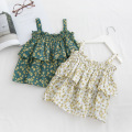 2020 Fashion Baby Girls Blouses Shirts Cute Ruffle Sling Top Sleeveless Floral Summer Clothing For 2-7Y Girls Children Wholesale