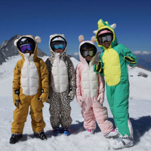 Kids Ski Jumpsuit Winter Waterproof Girls Boys Snow Wear One Piece Bib Clothes Thick Snowboarding Jacket Child Without Gloves