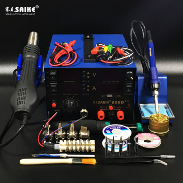 3 in1 SAIKE 909D++ Hot air gun soldering station Desoldering station DC regulated power supply 15V 2A