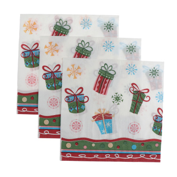 20Pcs/set Festival Napkins Cloth Christmas Paper Napkin Pocket Handkerchief For Home Xmas Table Decoration