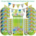 Baby Shower Animal Jungle Theme Party Decoration Disposable Tableware Set Boy 1st Birthday Decor Balloon Jungle Safari Party