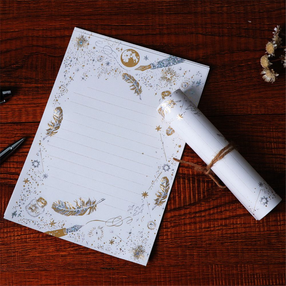 8pcs Vintage Gilding Letter Paper Set Wedding Invitation Card Writing Pad Letter Writing Paper Letter Pad Supplies Stationery