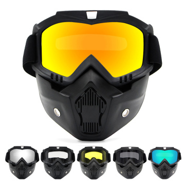 Men Women's Ski Snowboard Mask Snowmobile Skiing Goggles Windproof Motocross UV Protection Motorcycle Glasses with Mouth Filter