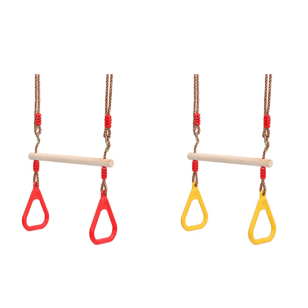 Kids Adult Outdoor Indoor Multifunction Wood Trapeze Swing with Plastic Rings Funny Game Toys For Chhildren Sport Birthday Gift