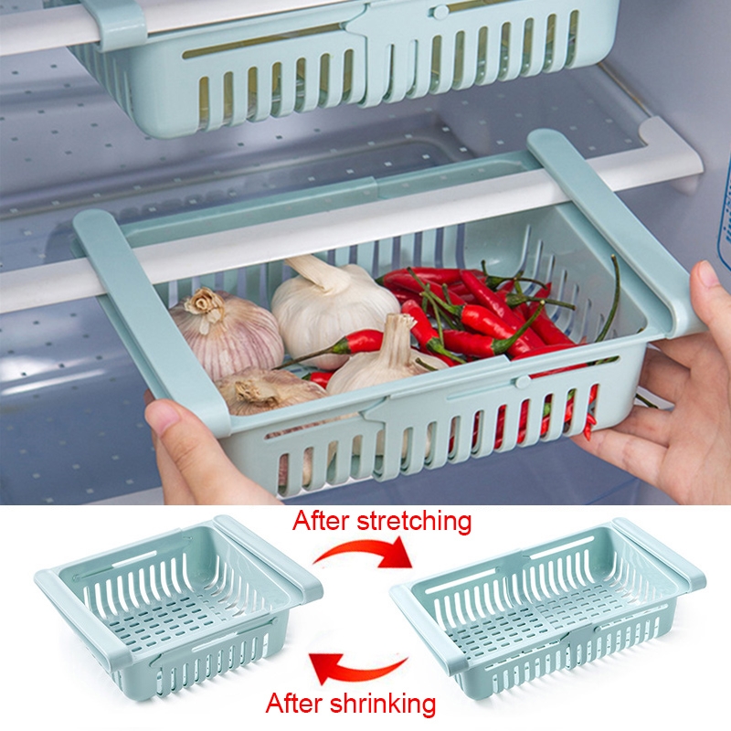 2Pcs Refrigerator Organizer Drawer Kitchen Fruit Vegetable Firdget Organizer Drawer Plastic Fridge Storage Baskets Organizador