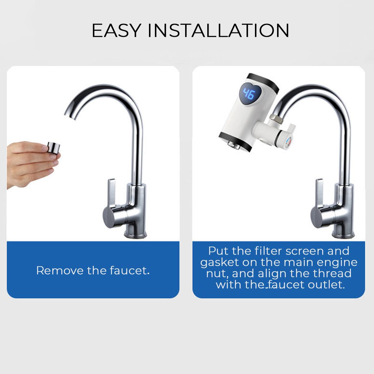 3000W Kitchen Faucet Instant Hot Water Digital LCD Display Electric Faucet Water Heater Electric Tankless Fast Heating Water Tap