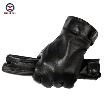 CHING YUN New Winter man sheepskin leather gloves male warm soft men's gloves black men mittens Flannel lining large size glove