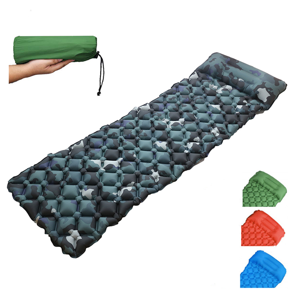 Outdoor Inflatable Sleeping Pad Inflatable Air Cushion Camping Mat with Pillow Air Mattress Sleeping Cushion Sofa Camping XA128A