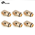6pcs/lot G1/4'' 90 Rotary Compression fitting 90 degree Rotary Fitting water cooling Adaptors Metal Connector