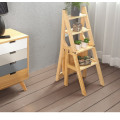 Household multi function folding ladder stool solid wood ascending platform step dual purpose rack stair chair