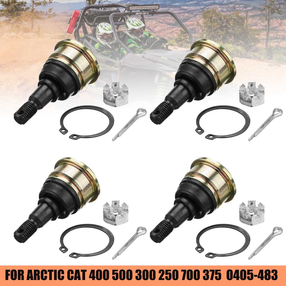 4PC Carbman Ball Joint Tie Rod End Kit for for Arctic Cat 0405-483 400 500 300 250 700 375 Upper Lower