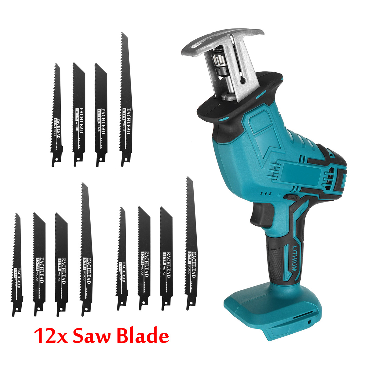 Cordless Electric Saw Reciprocating Saw with 12 Saw Blades for Wood Metal Plastic Cutting machine for Makita 18V Battery